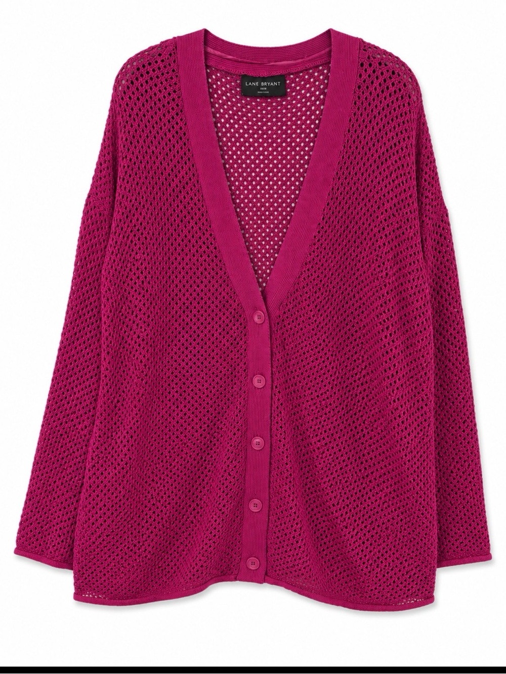 Lane Bryant Fuchsia Open Knit Button Front Cardigan Women’s 26/28